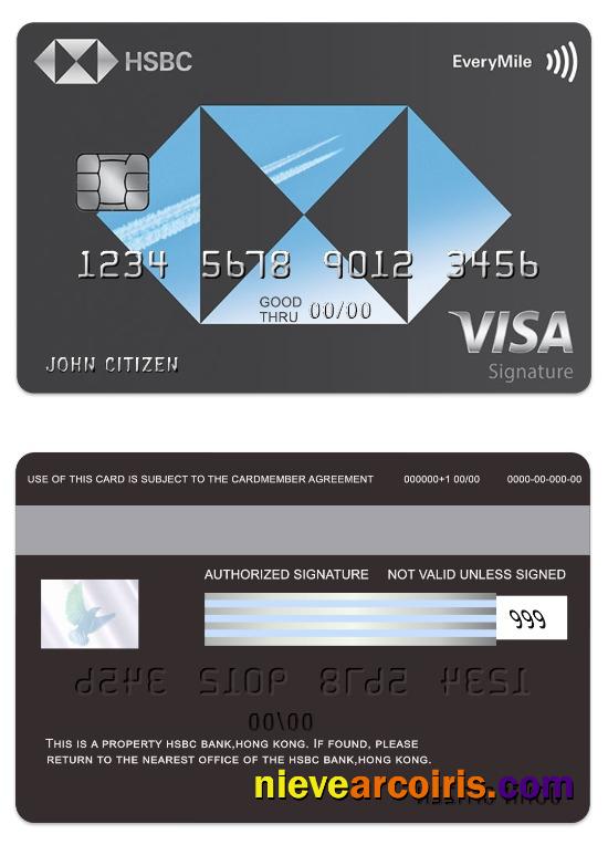 Hong Kong HSBC bank EveryMile visa signature card